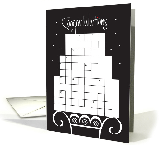 Engagement Congratulations Crossword Puzzle in Wedding Cake card