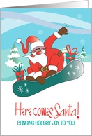 Christmas for Kids Snowboarding Santa Delivering Snowboarding Gifts card