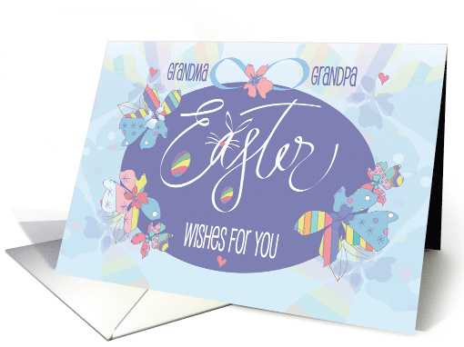 Hand Lettered Grandma and Grandpa Easter with Egg and Flowers card