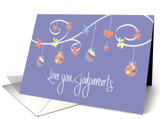Easter for Godparents, Scrollwork Easter Eggs & Hearts card (1455182)