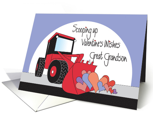 Valentine's for Great Grandson, Front Loader Filled with Hearts card