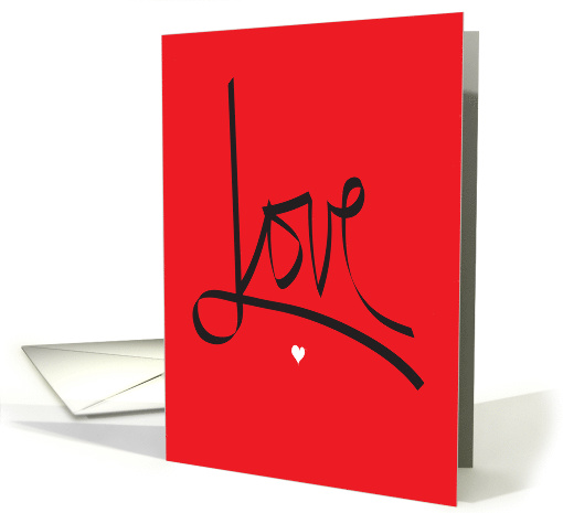 Love with Tiny White Heart, Calligraphy on Red card (1455668)