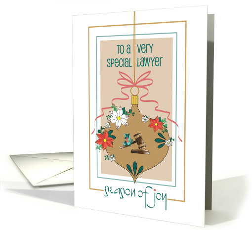 Hand Lettered Christmas for Special Lawyer Season of Joy Ornament card