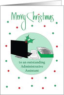 Christmas for Administrative Assistant, Computer, Papers & Holly card