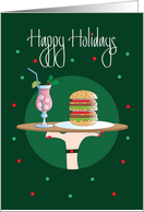 Christmas Happy Holidays for Waitress or Waiter, Food & Drink Tray card