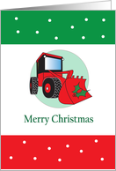 Christmas for Construction Worker, Front Loader and Holly card