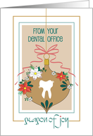 Christmas from Dental Office, Season of Joy Ornament with Tooth card