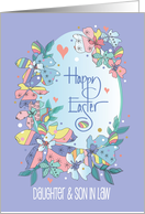 Hand Lettered Easter for Daughter & Son in Law Floral Easter Egg card