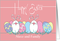 Easter for Niece & Family, Decorated Easter Eggs & White Bunnies card