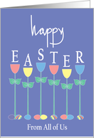 Easter from All of Us, Tall Tulips and Decorated Easter Eggs card