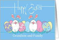 Easter for Grandson & Family, Decorated Eggs and White Bunnies card