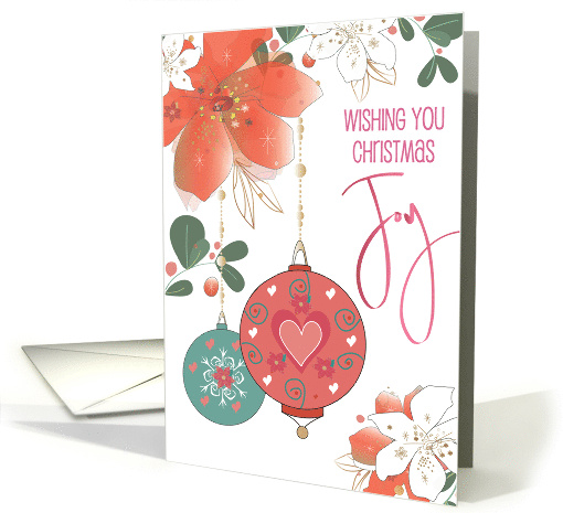Hand Lettered Christmas Wishing You Christmas Joy with Ornaments card