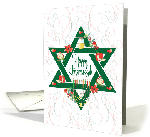 Hand Lettered Chrismukkah Hanukkah at Christmas with Star... (1458684)