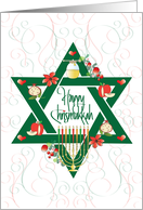 Hand Lettered Chrismukkah Hanukkah at Christmas with Star of David card