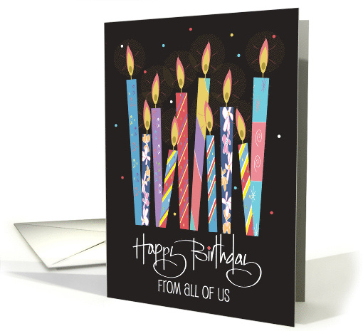 Hand Lettered Birthday From All of Us Patterned Candles... (1459604)