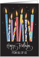 Hand Lettered Birthday From All of Us Patterned Candles and Confetti card