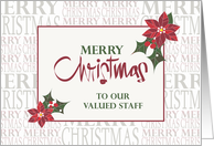 Hand Lettered Christmas for School Staff, Word Art & Poinsettias card