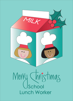 Christmas for School Lunch Worker, Milk Carton with Holly