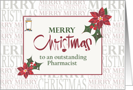 Hand Lettered Christmas for Pharmacist with Poinsettias and Pills card