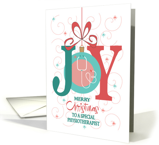 Christmas for Physiotherapist, Joy Ornament with Stethoscope card