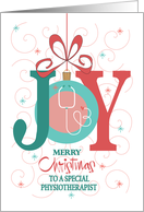 Christmas for Physiotherapist, Joy Ornament with Stethoscope card