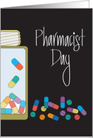 Pharmacist Day 2025 with Colorful Prescription Bottle and Capsules card