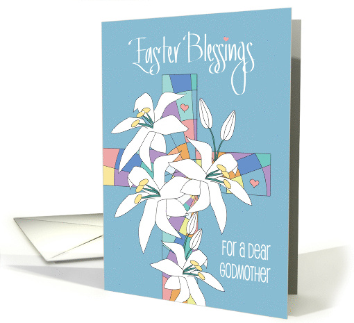 Easter for Dear Godmother Stained Glass Cross with White... (1460828)