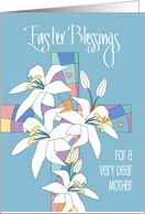 Hand Lettered Easter for Mother Stained Glass Cross with Easter Lilies card