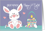 1st Easter for Great Nephew White Bunny and Decorated Easter Eggs card