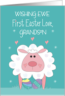 1st Easter for Grandson Wishing Ewe First Easter Love Lamb and Eggs card