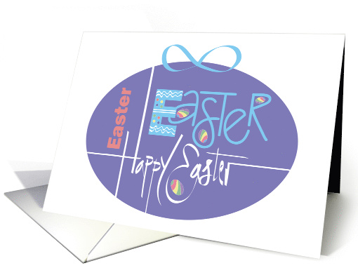 Business Easter Collage of Words, Hand Lettered Easter Egg card