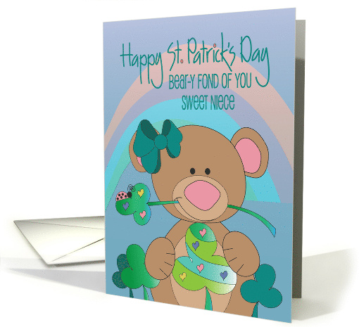 St. Patrick's Day for Niece Shamrock Bear with Bow Bear-y... (1462256)