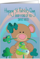 St. Patrick’s Day for Niece Shamrock Bear with Bow Bear-y Fond of You card