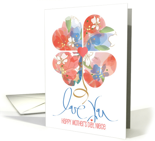Hand Lettered Mother's Day for Niece Love You Floral Heart Flower card
