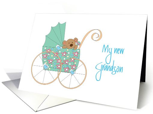 My New Grandson for Son & Daughter in Law, Bear in Stroller card