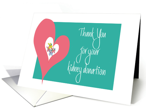 Thank you for Kidney Donation, Heart with Flowers card (1465678)