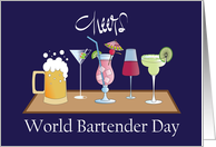 World Bartender Day, Cheers Variety of Drinks Lined-up on Bar card