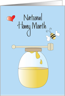 National Honey Month, Jar of Honey with Honeybee and Heart card