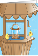 National Bird-Feeding Month, Two Birds by Bird Feeder & Well card