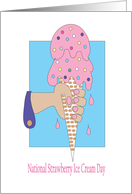 National Stawberry Ice Cream Day, Hand with Ice Cream Cone card