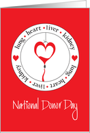 National Donor Day, Lung, Heart, Liver & Kidney with Heart card