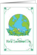 World Environment Day, with Earth Growing Leaves & Flowers card