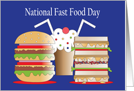 National Fast Food Day, Hamburger, BLT & Chocolate Soda card