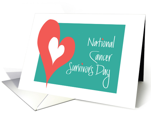 National Cancer Survivors Day, Double Hearts & Hand Lettering card
