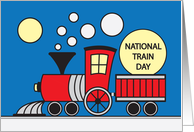 National Train Day, with Primary Colored, Stylized & Graphic Train card