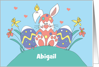 Easter Bunny in Pink Polka Dot Egg for Girl, with Custom Name card