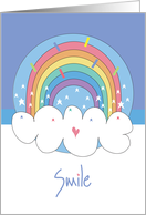 Encouragement with Colorful Arched Rainbow , Just Smile card