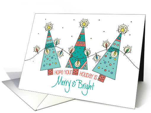 Hand Lettered Merry and Bright Tree Trio with String of... (1469158)