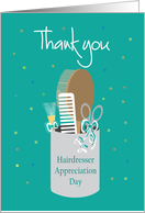 Hair Stylist and Hair Dresser Appreciation Day with Utensils card