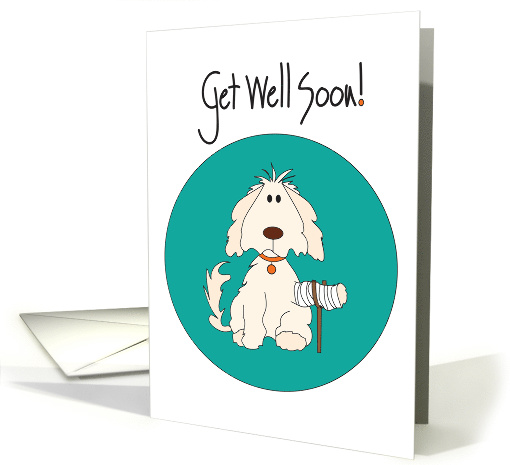 Get Well Soon for Pet Dog, Dog with Broken Paw & Crutches card